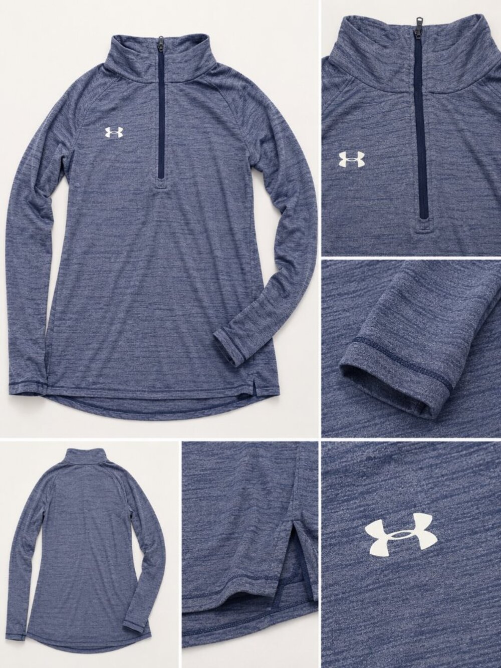 Under Armour Women’s Blue Heather Quarter Zip Athletic Pullover Size M